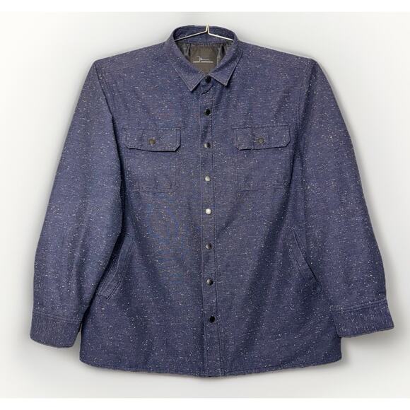 Marc Anthony XL Wool Blend Lined Snap Shirt Jacket Blue Speckle Shacket Pockets - Picture 1 of 8